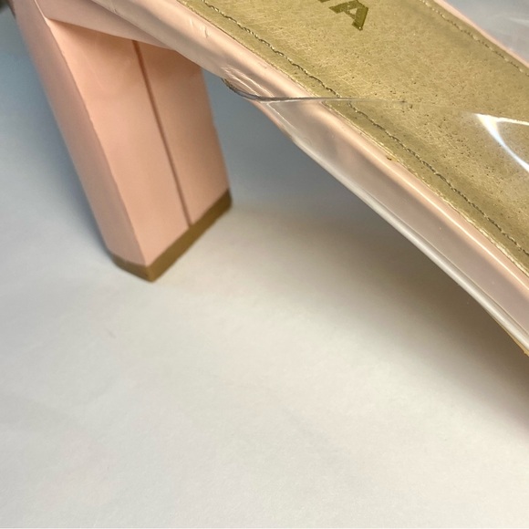 Fashion Nova Lift-Me-Up Clear Nude Heels Square Toe Chunky Mule Women's Size 11 - Picture 5 of 11